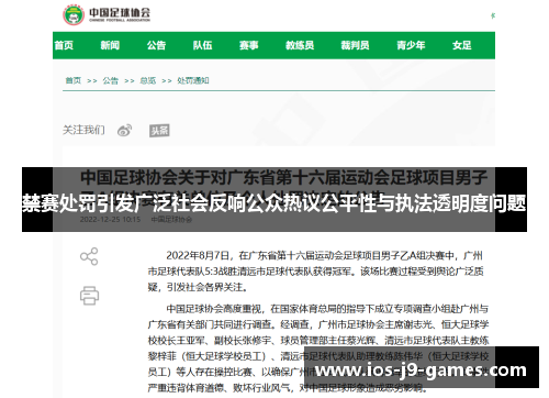 禁赛处罚引发广泛社会反响公众热议公平性与执法透明度问题