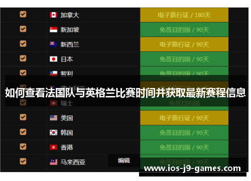 如何查看法国队与英格兰比赛时间并获取最新赛程信息 如何查看法国队与英格兰比赛时间并获取最新赛程信息